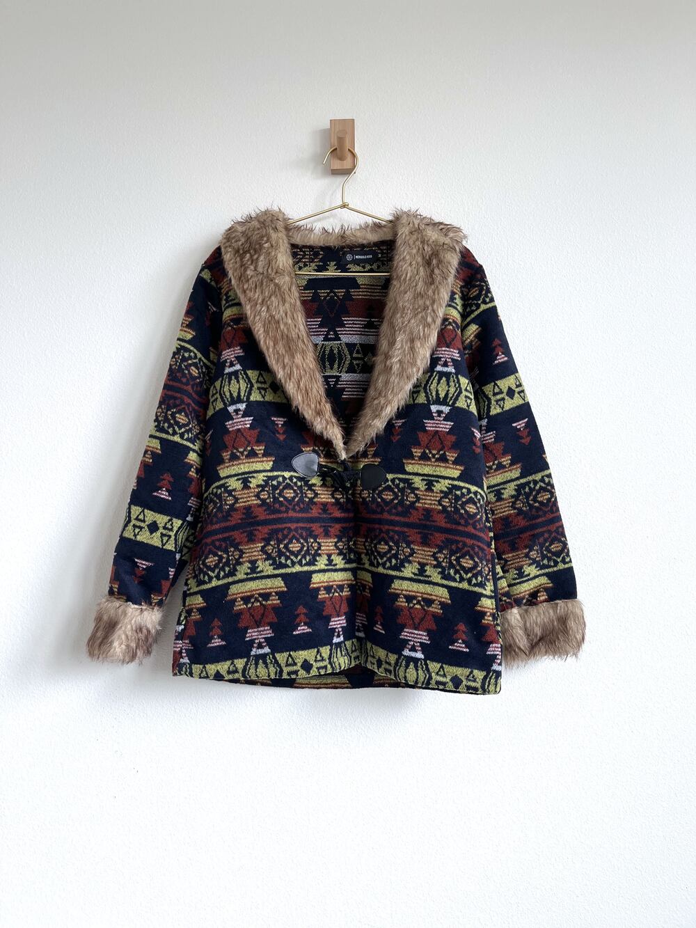 Merigold Kiss Faux Fur Aztec Tapestry Penny Lane Coat